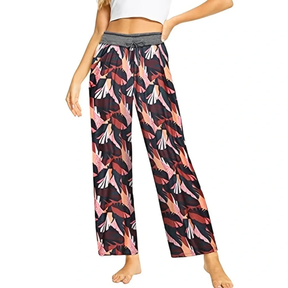 Women’s Pajama Pants – Tropical Leaf Print Lounge Pants (Size M) NWT - Picture 1 of 11